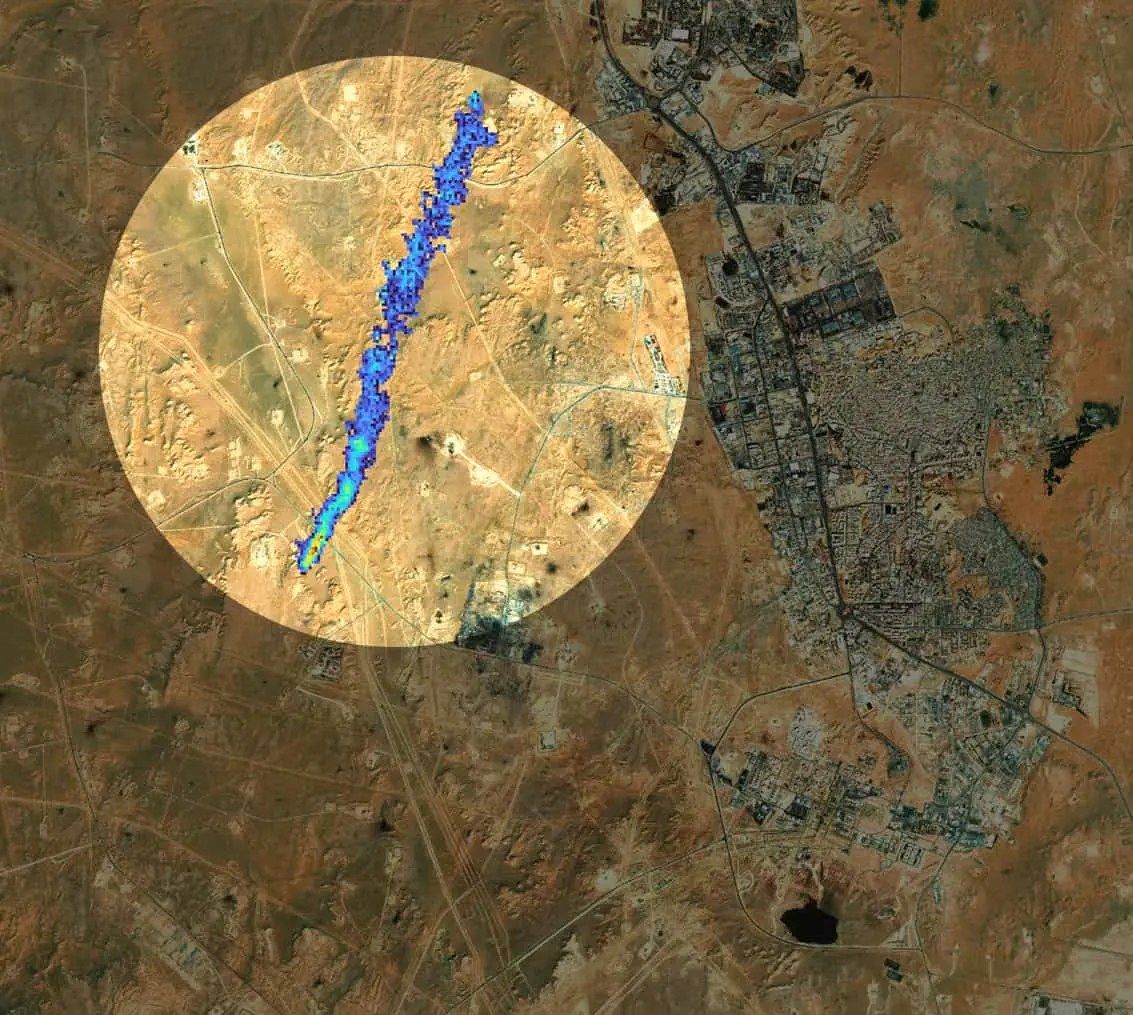 Methane plume from a production site