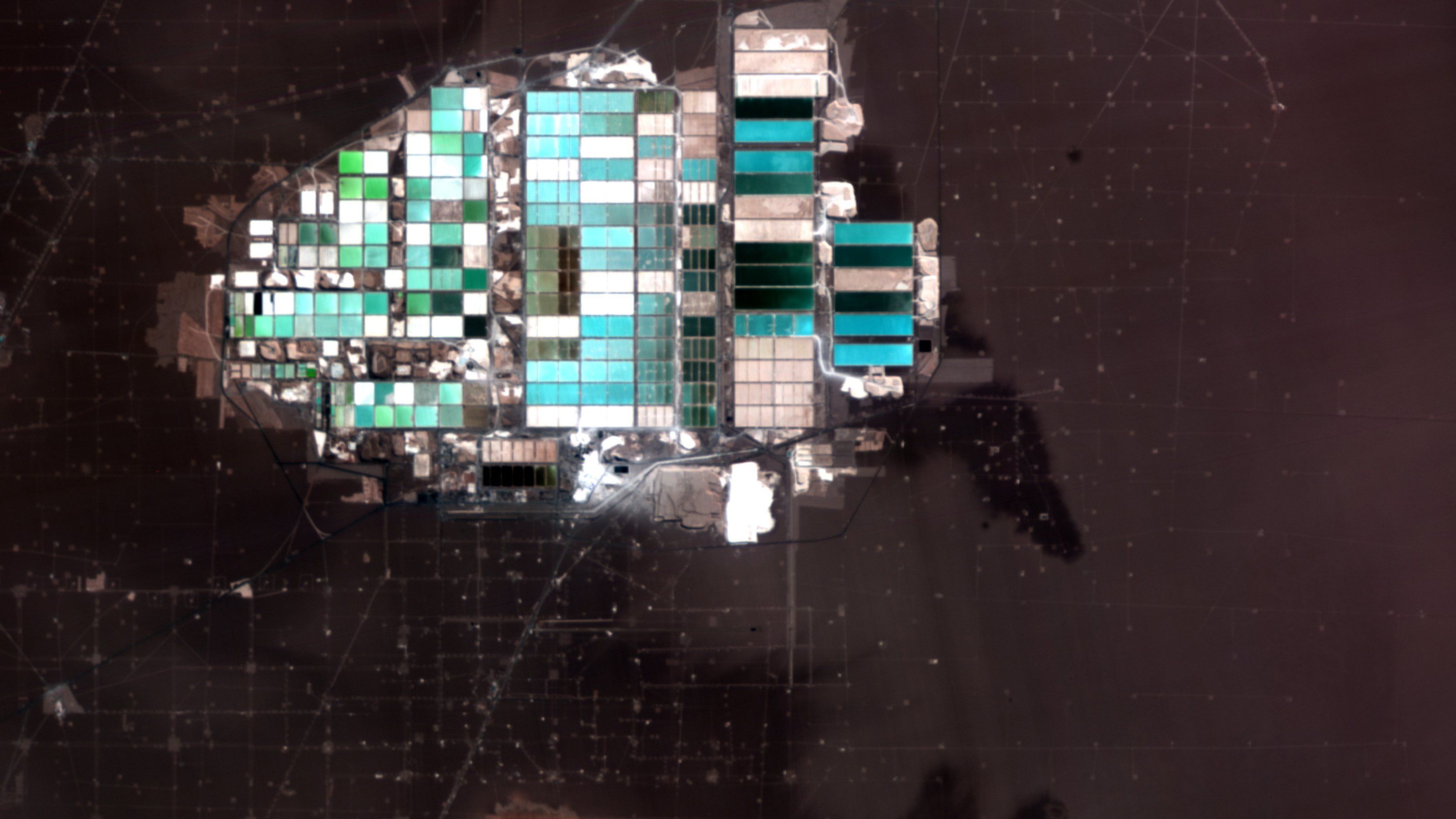 Evaporation ponds, near-true colour