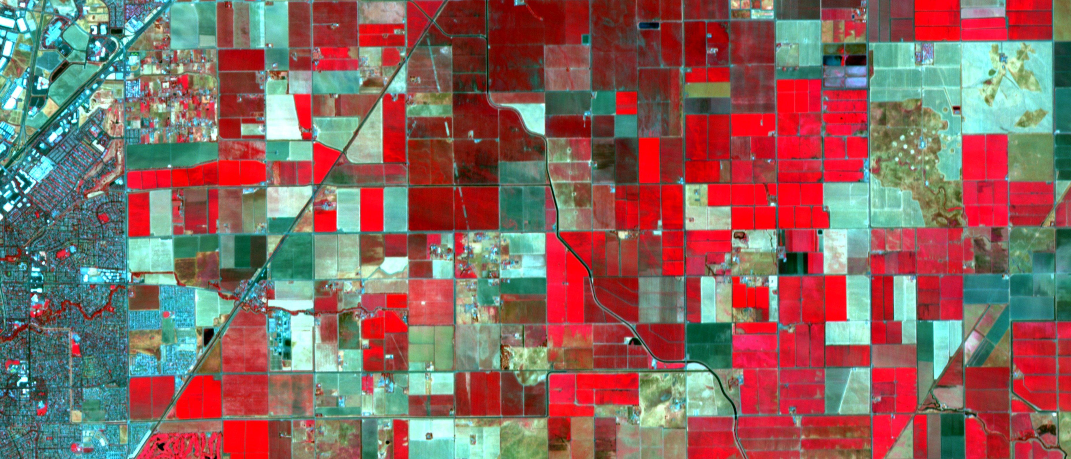Hyperspectral false-colour composite of agricultural land