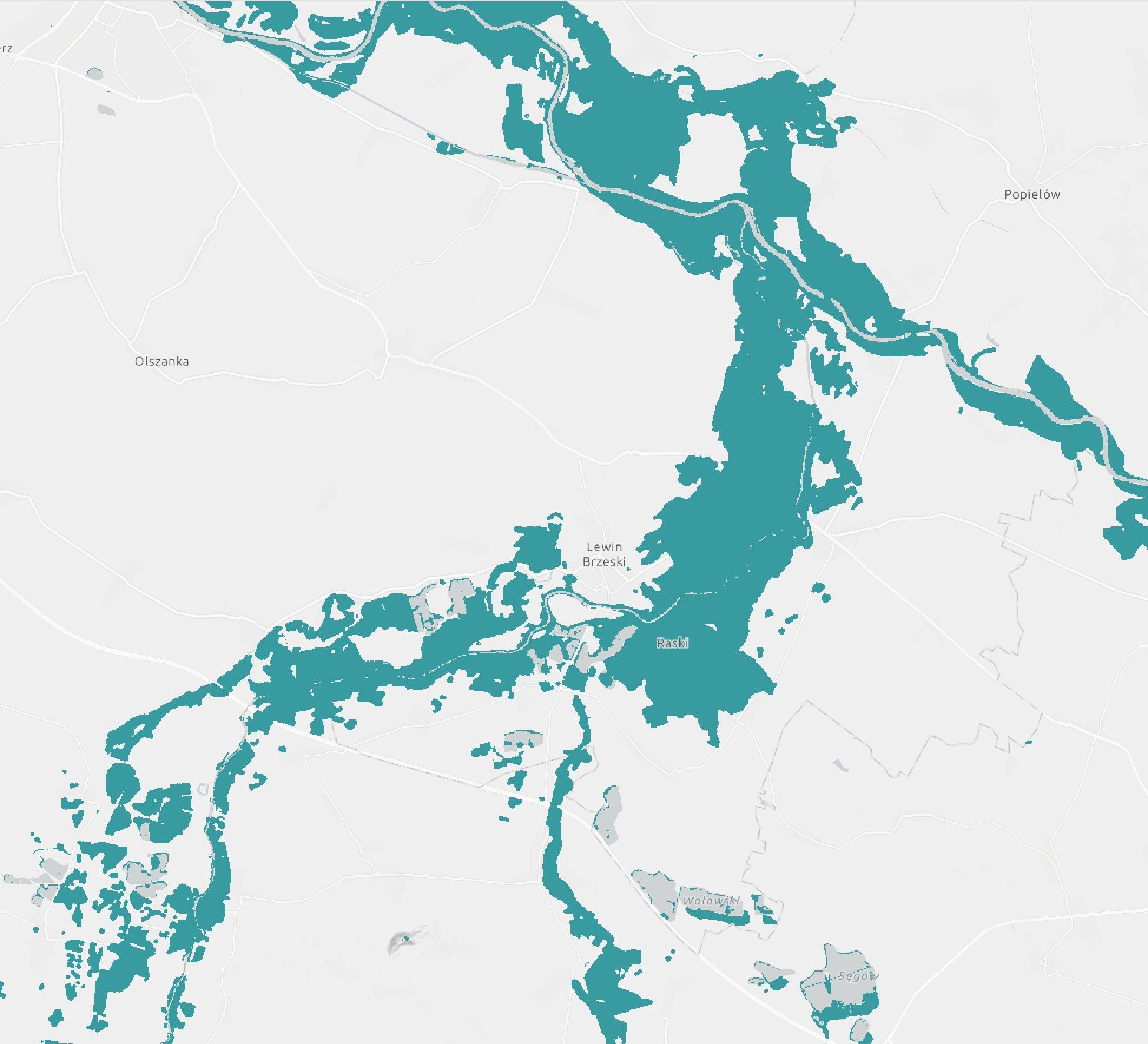 Observed flood extent along a river
