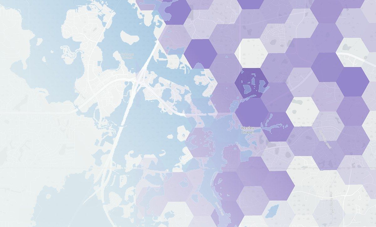 Storm damage score on a hexagon grid