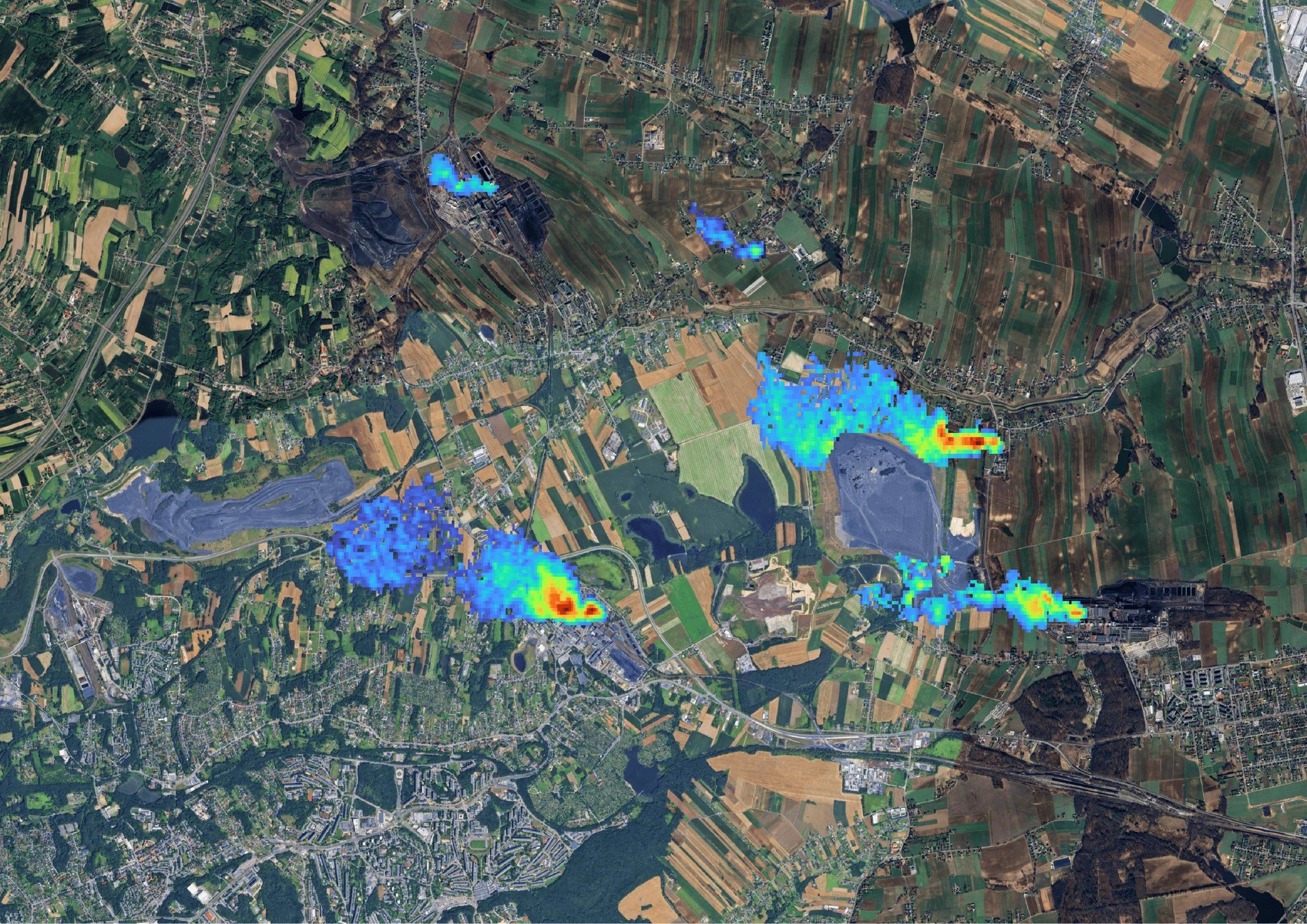 Methane plumes over coal mines