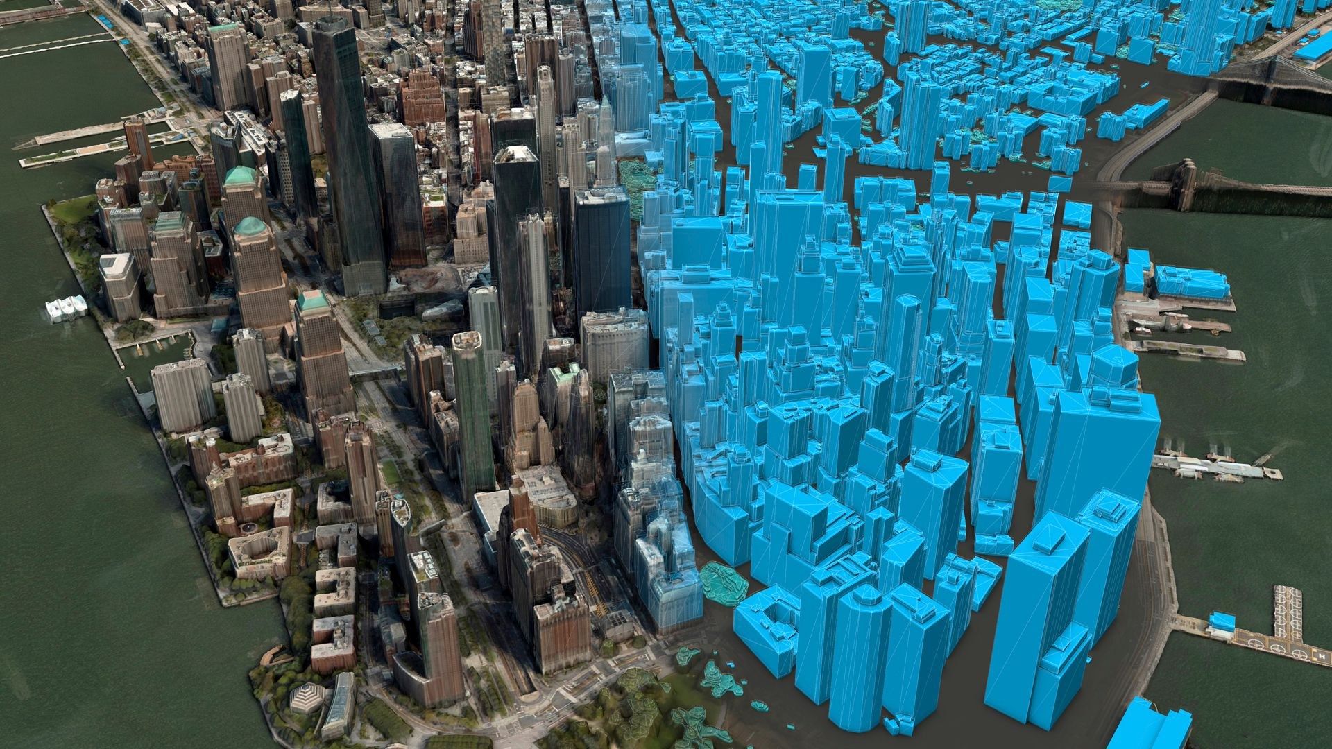 High-rise district, building heights in 3D