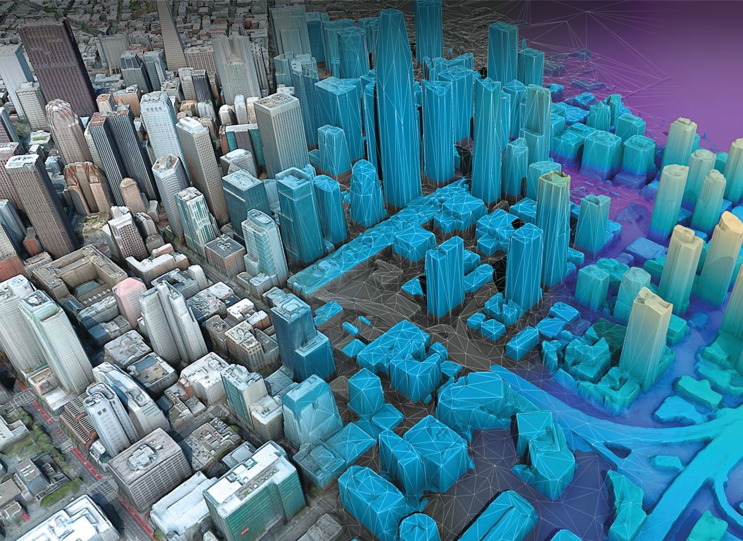 Downtown towers in 3D
