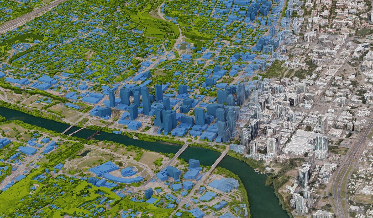 City and river, buildings and vegetation classified