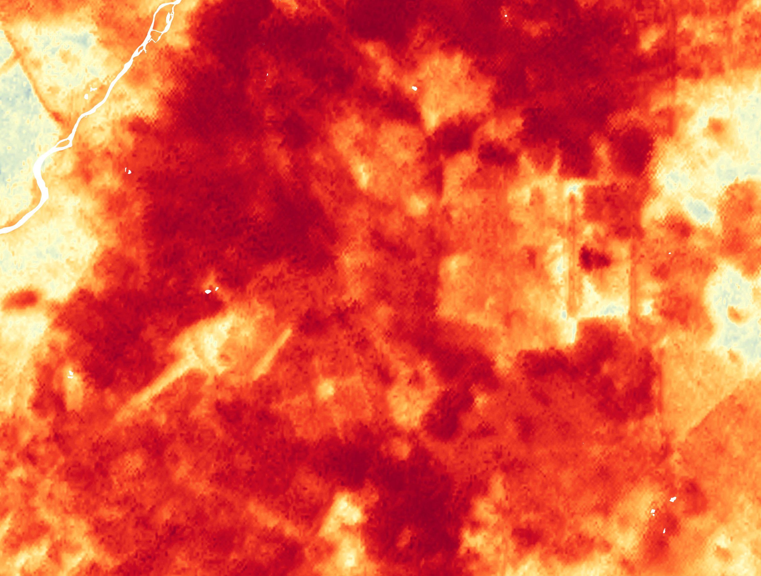 Night-time land surface temperature over a city