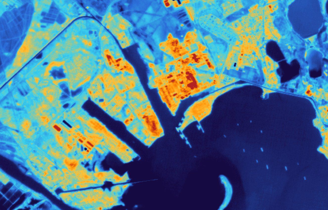 Land surface temperature over an industrial port