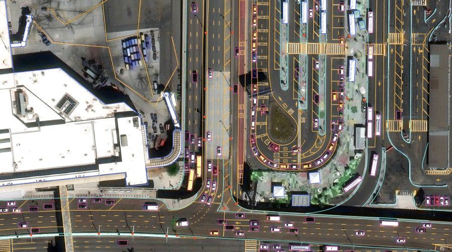 Bus terminal and highway at 15 cm