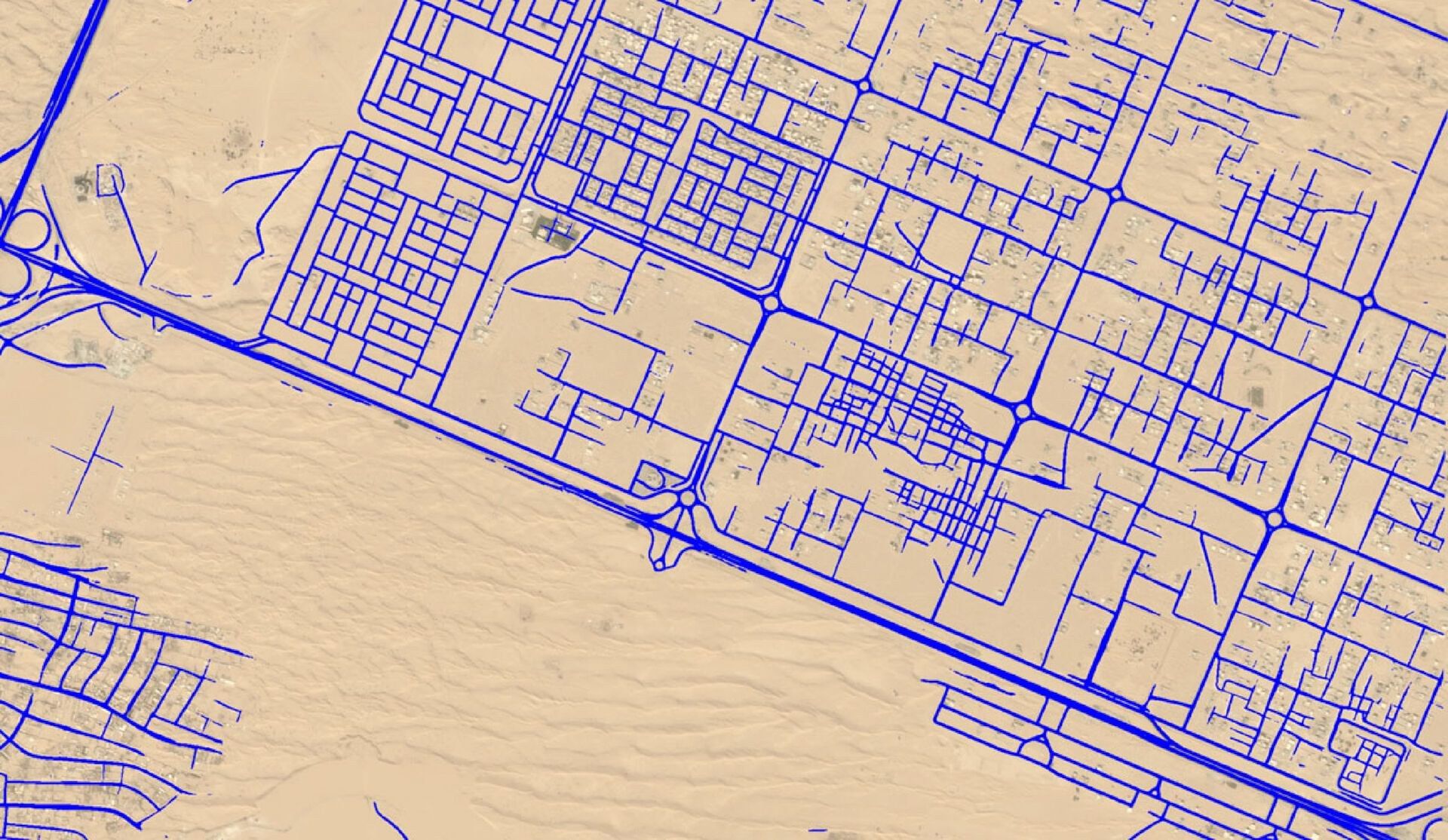 Road network extracted over desert suburbs